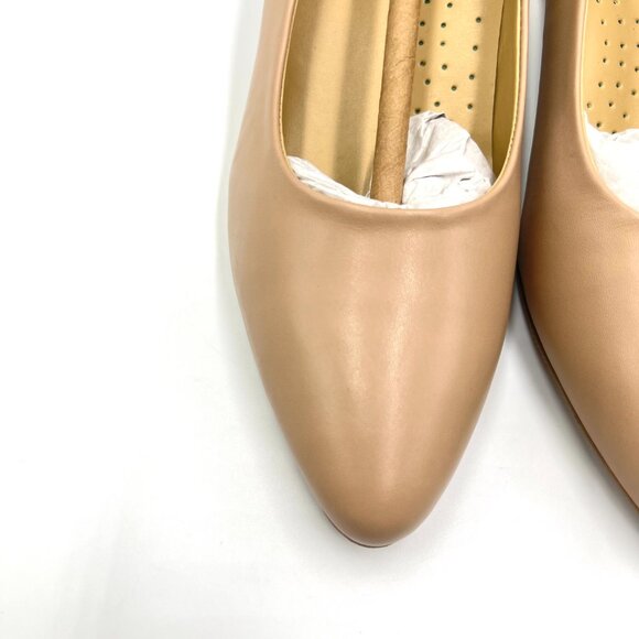 Trotters Womens Size 6.5 Beige‎ Nude Tan Leather Kitten Heels Pumps Shoes - Picture 4 of 14